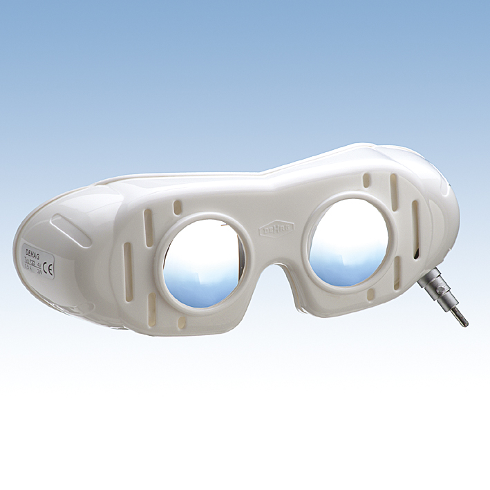 Nystagmusbrille nach Blessing mit Bajonettverschluss, Batteriegriff