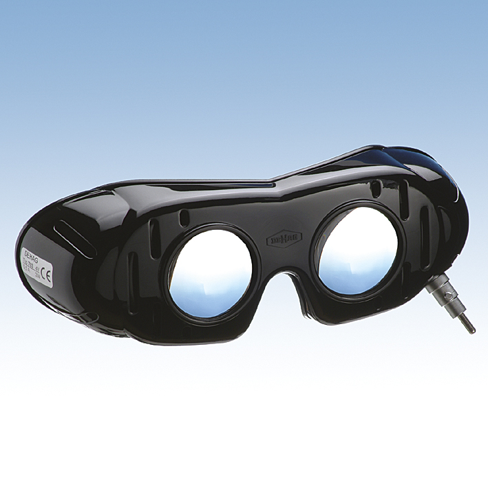 Nystagmusbrille nach Frenzel mit Bajonettverschluss, Batteriegriff
