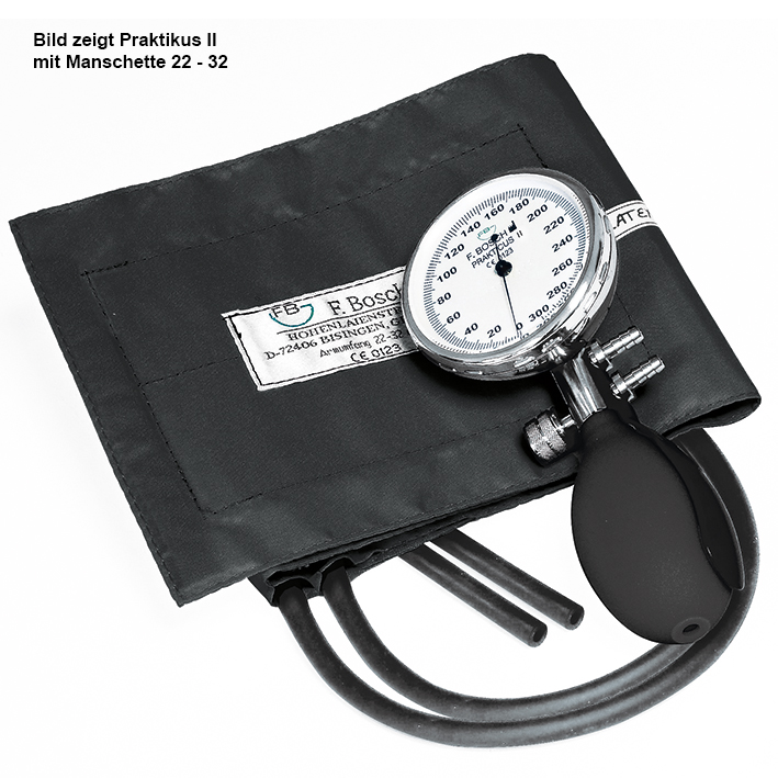 Prakticus II Blutdruckmessgerät Ø 68 mm 2-Schlauch, schwarz, m. Kindermanschette