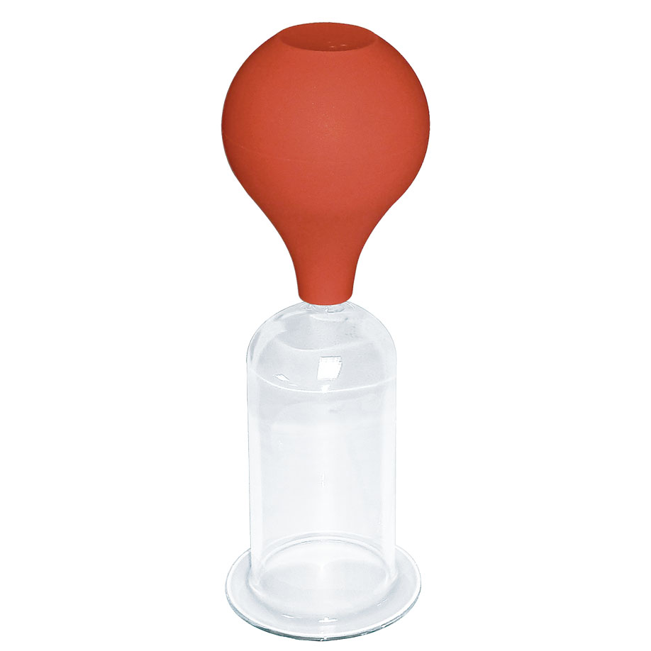 Massage-Schröpfglas mit Olive und Ball, 11 x 5 cm Ø, mundgeblasen