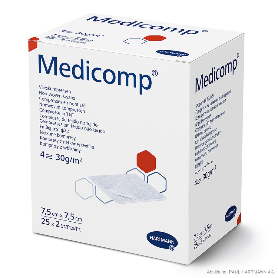 Medicomp Vlieskompressen 7,5 x 7,5 cm, steril (25 x 2 Stck.)