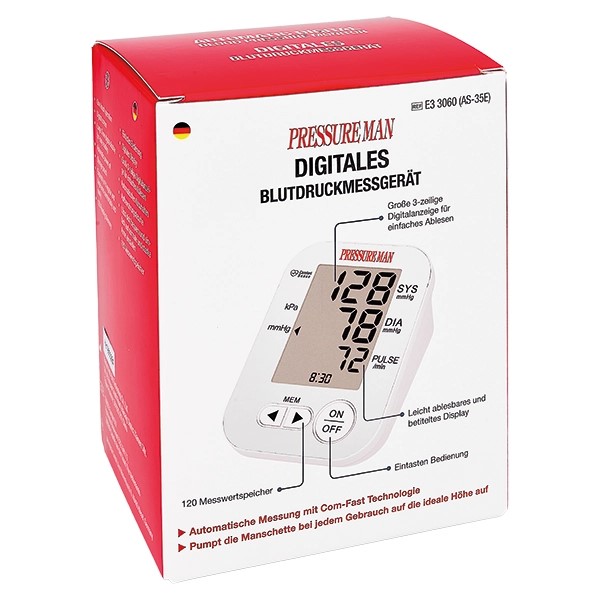 Pressure Man Vollautomat Digitales Blutdruckmessgerät Armumfang von 22 bis 42 cm