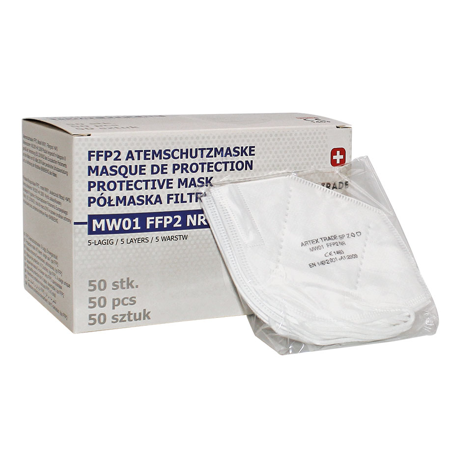 Atemschutzmasken FFP2 Modell MW01 weiß (50 Stck.) - Made in Europe -