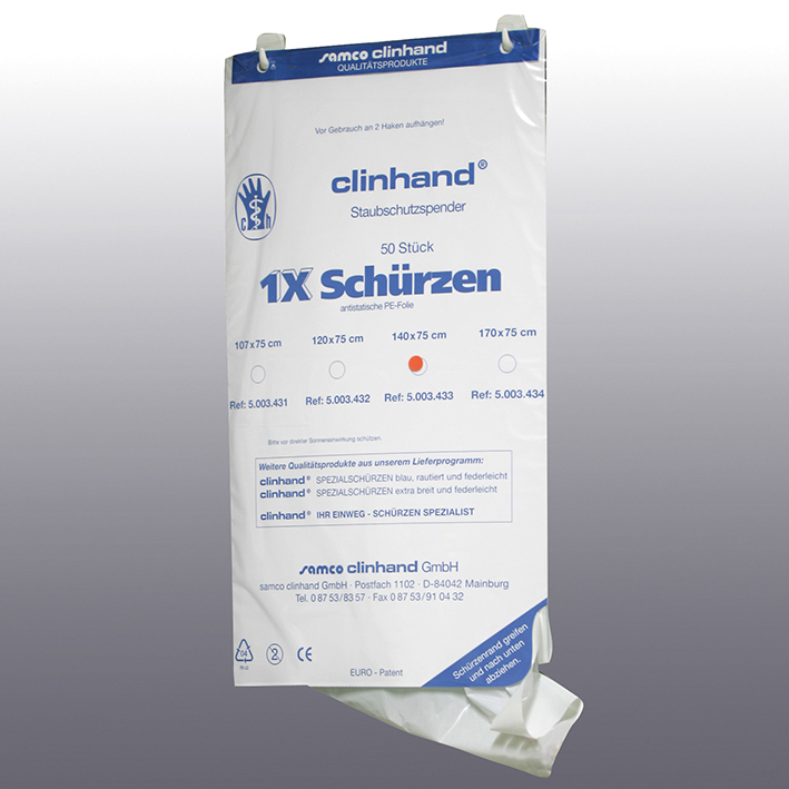Clinhand Einmal-Schürzen 120 x 75 cm, Stärke 35 my, im Staubschutzspender (50)